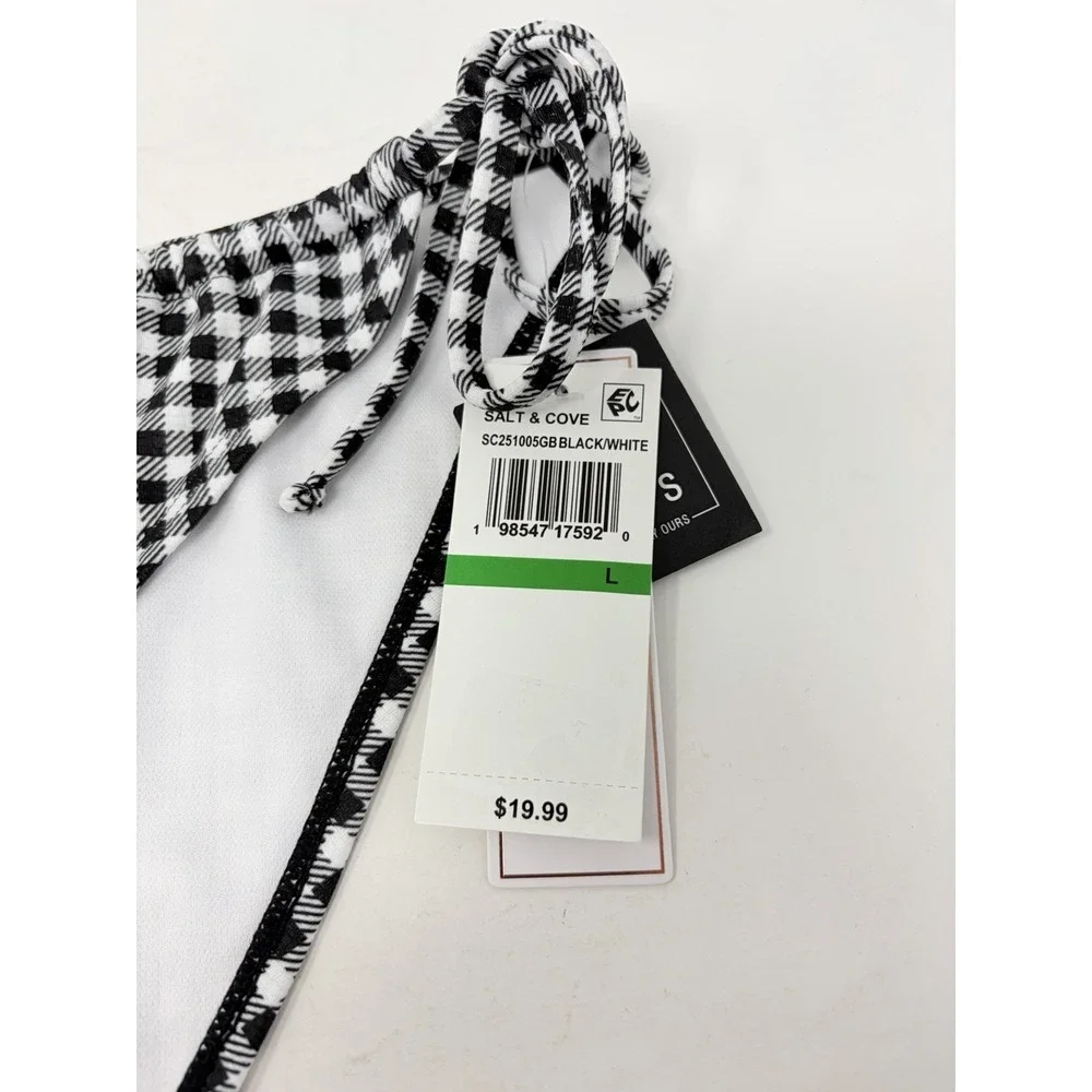 Salt + Cove Juniors Size Large Gingham Plaid Side-Tie String Bikini Bottoms 1387